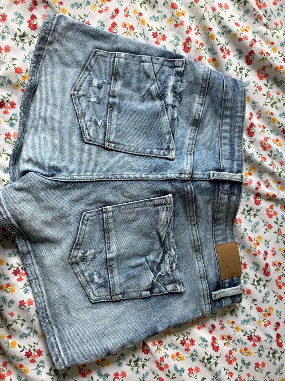 BKE Light Blue Distressed Women’s Denim Shorts